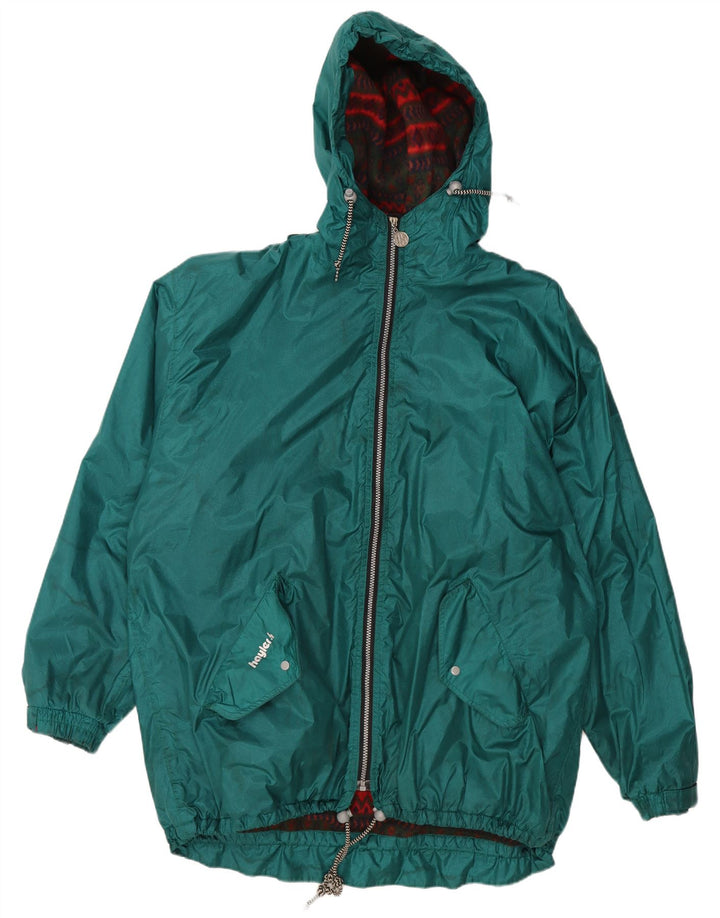 VINTAGE Manteau coupe-vent à capuche graphique pour hommes UK 42 XL Polyamide vert