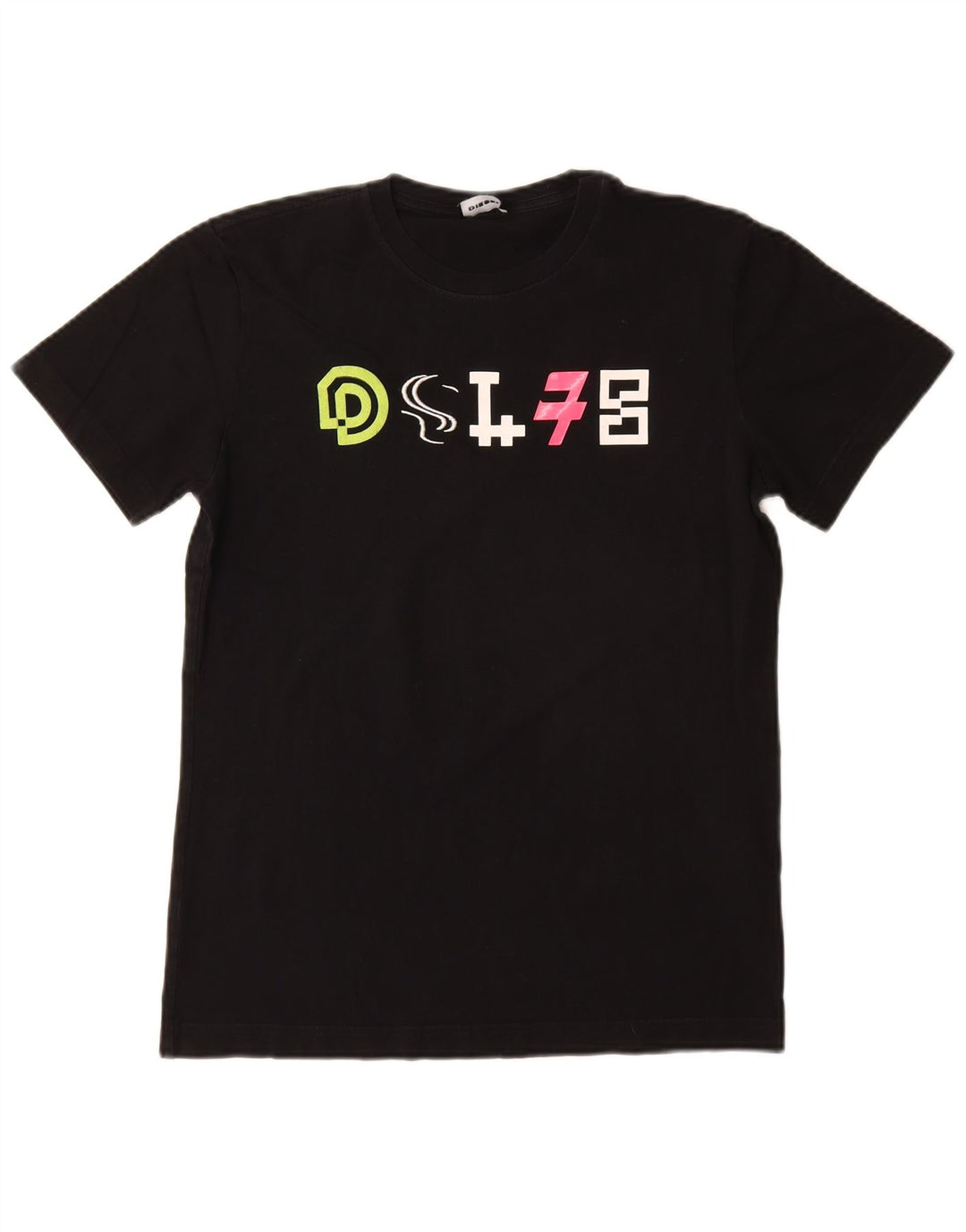 Diesel T-shirt graphique pour femme UK 10 Small Noir Coton