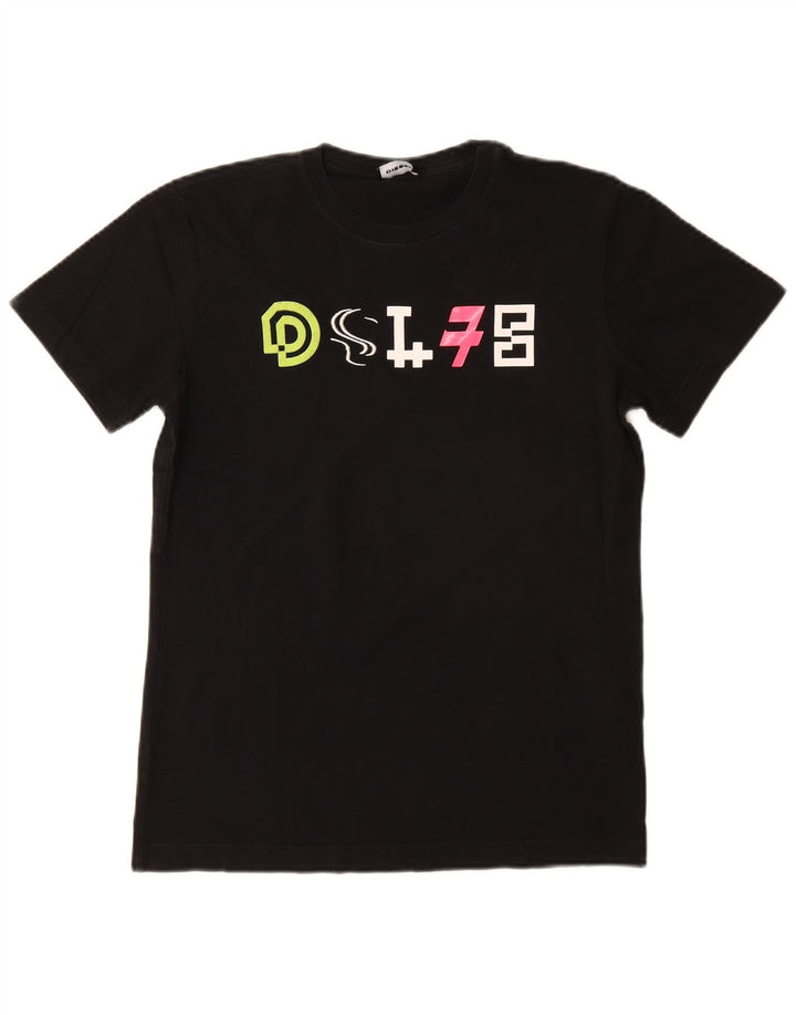 Diesel T-shirt graphique pour femme UK 10 Small Noir Coton