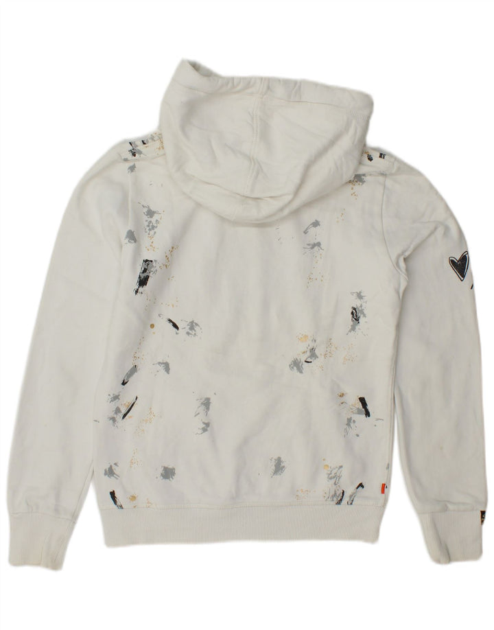 SUPERDRY Pull à capuche graphique pour femme UK 6 XS Blanc Coton