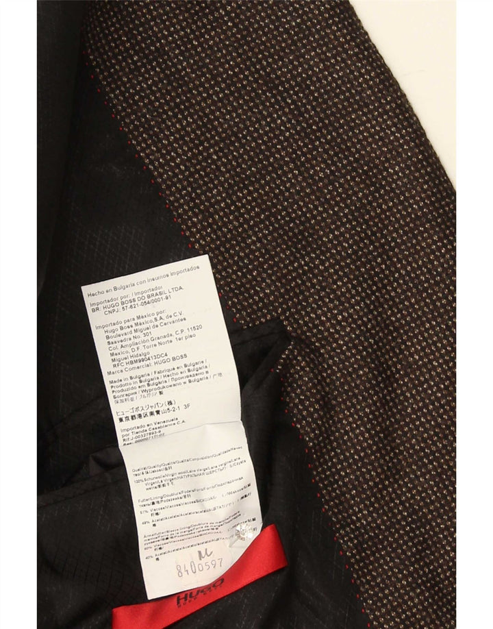Hugo Boss Veste blazer à 2 boutons pour homme US 44 2XL Laine à pois marron