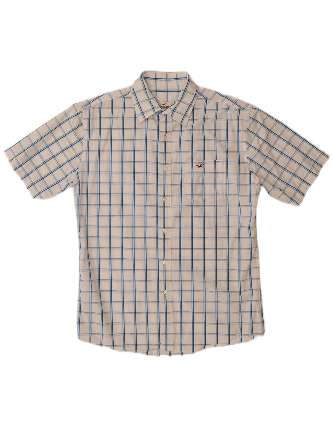 HOLLISTER Chemise à manches courtes pour garçon 15-16 ans 2XL Carreaux blancs