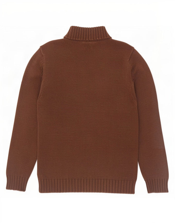 Chaps Pull à col zippé pour homme Petit coton marron