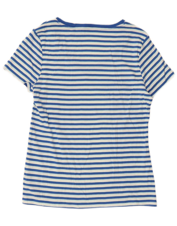 Tommy Hilfiger Womens T-Shirt Top UK 14 Large Blue Striped Cotton