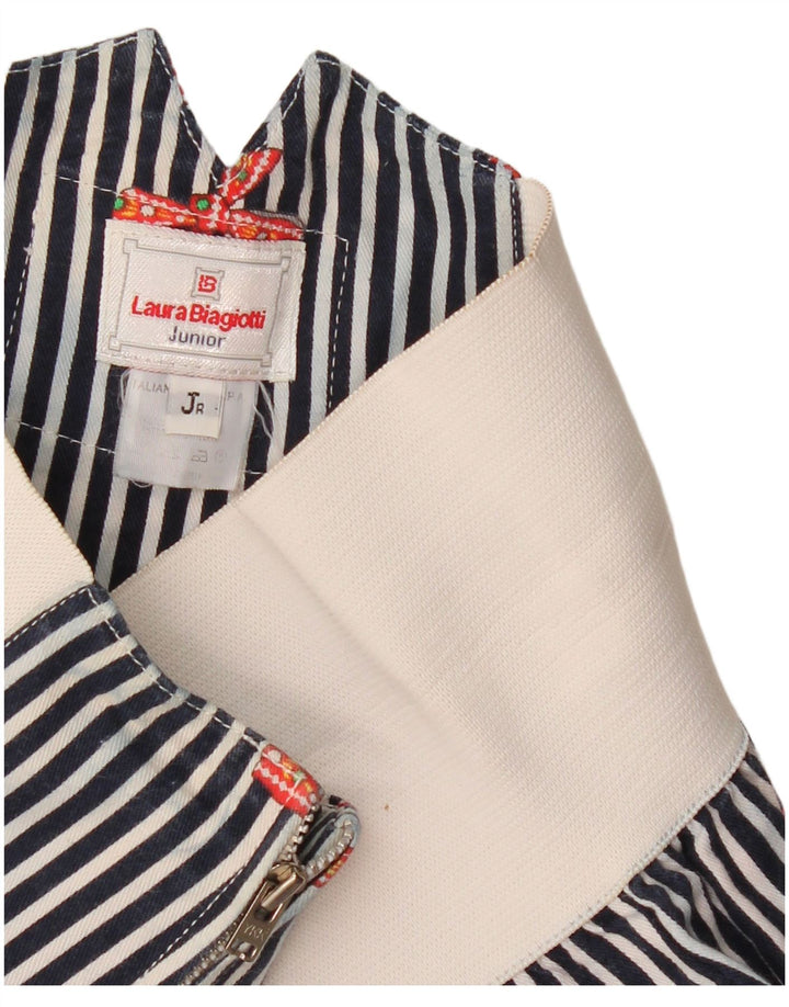 Laura Biagiotti Pantalon Court Fille 7-8 Ans W23 L17 Bleu Marine Rayé