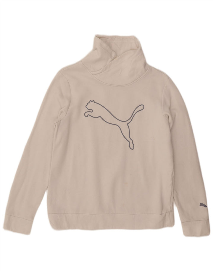 Puma Sweat-shirt graphique pour femme UK 14 Coton blanc moyen