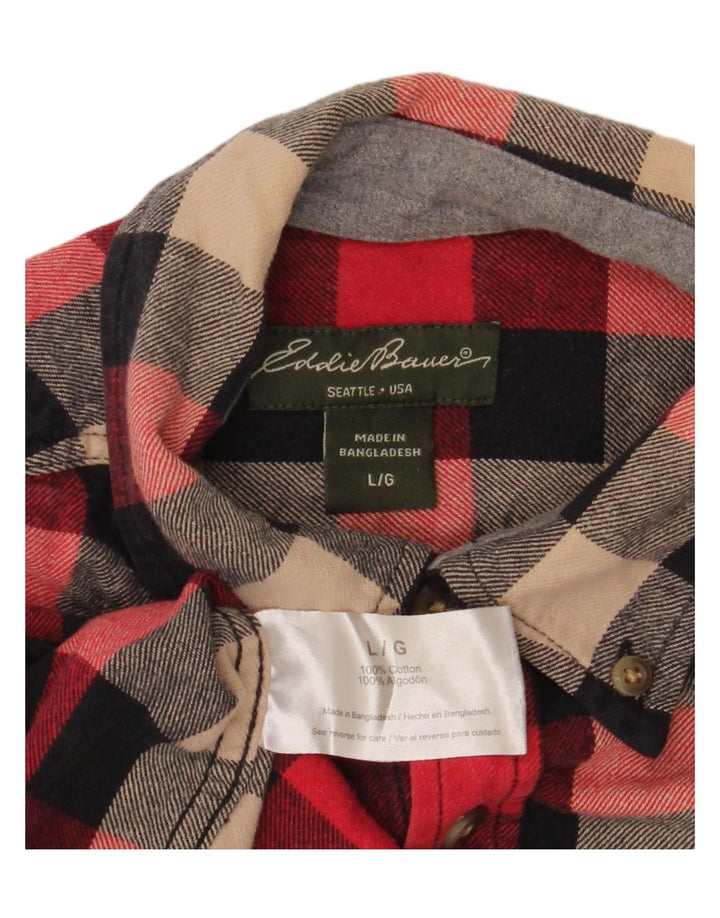 EDDIE BAUER Chemise en flanelle pour homme en coton à grands carreaux rouges