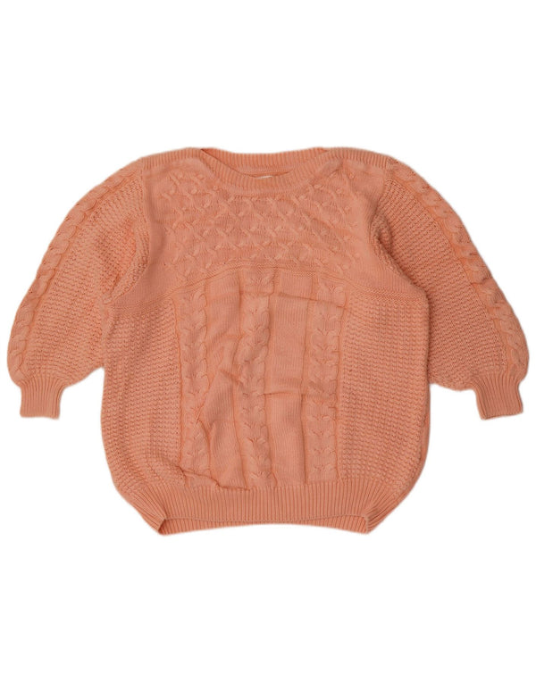 vintage Womens Crew Neck Jumper Pull UK 16 Grand Rose