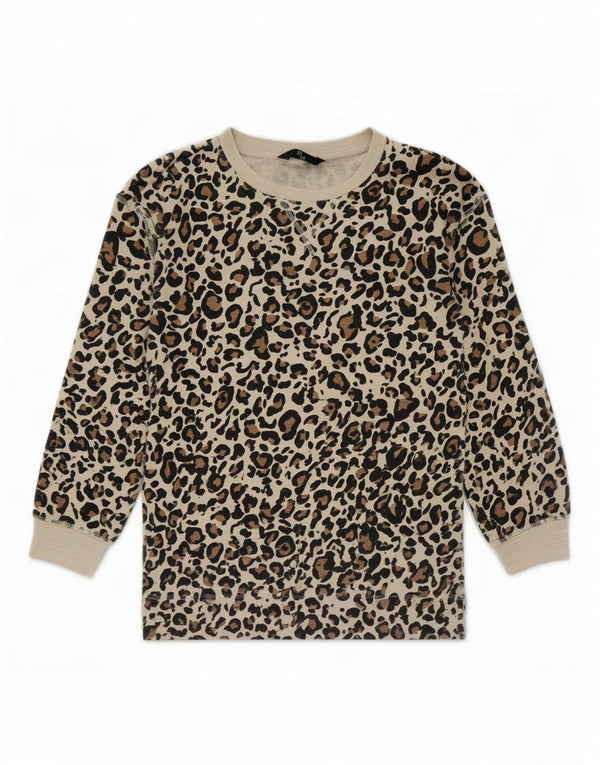 Marks & Spencer Haut à manches longues pour femme Marron moyen Imprimé animal UK 42