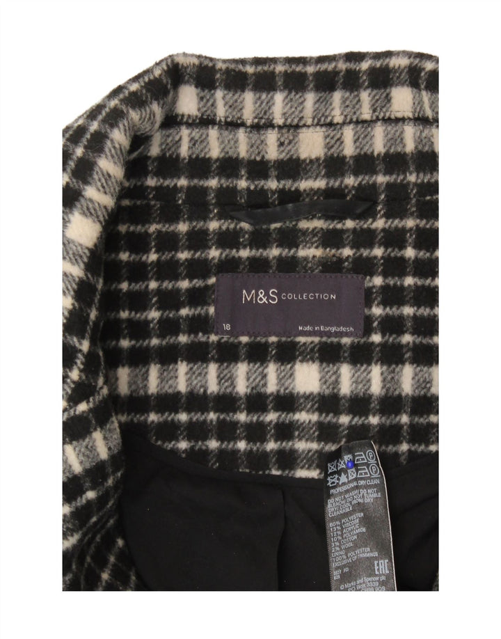 Marks & Spencer Manteau coupe ample pour femme UK 18 XL Noir à carreaux Polyester
