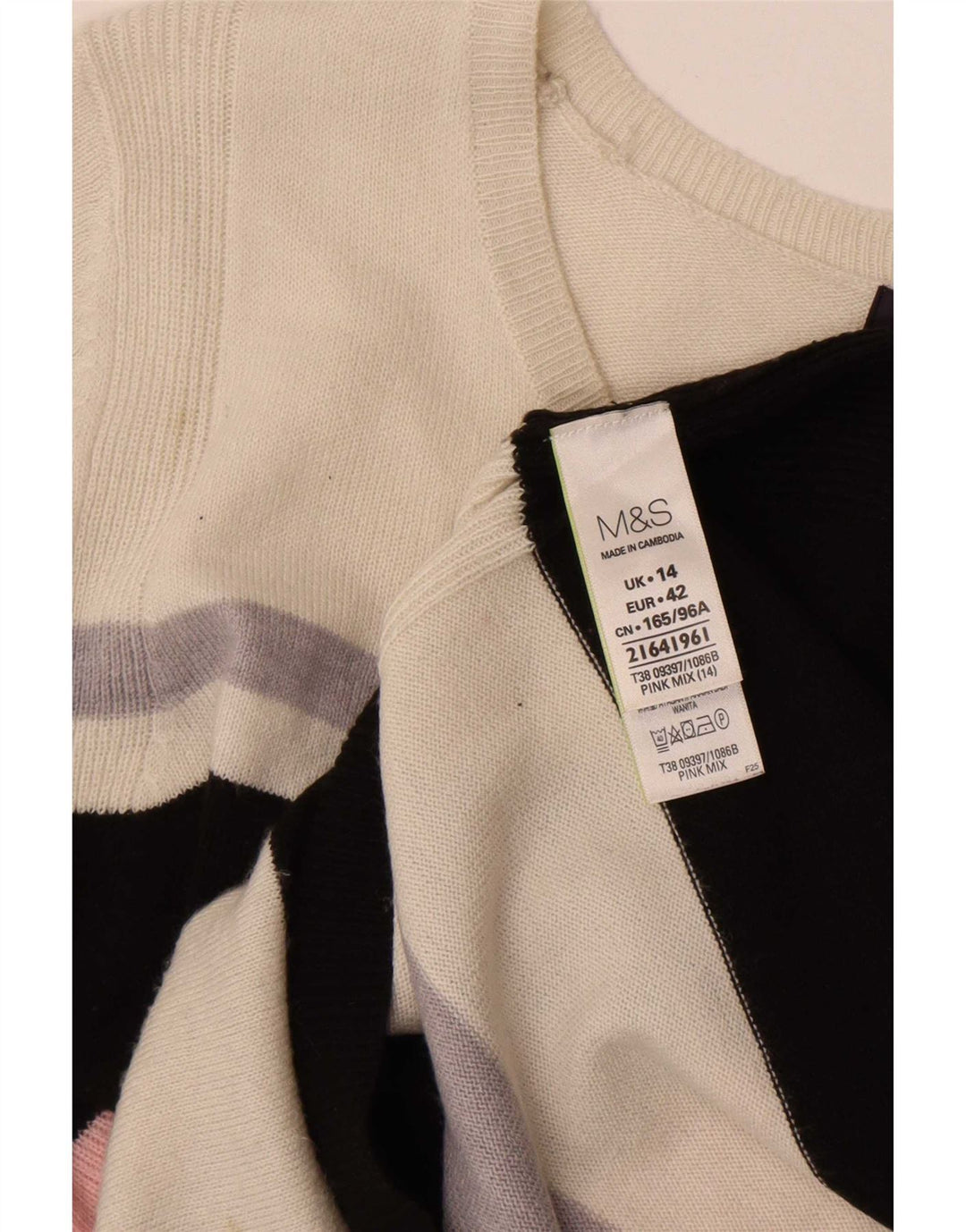 Marks & Spencer Pull col bateau pour femme UK 14 Large Multicolore