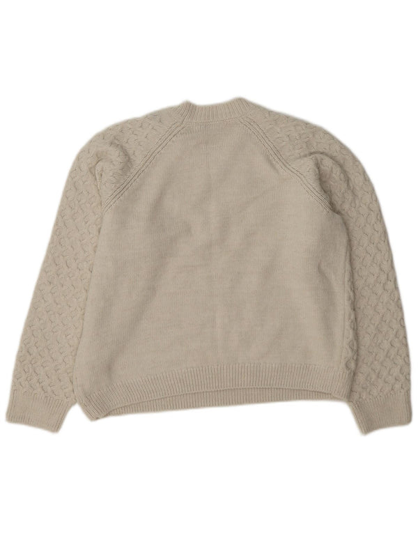 Marks & Spencer Pull court à col rond pour femme UK 10 Small Blanc cassé