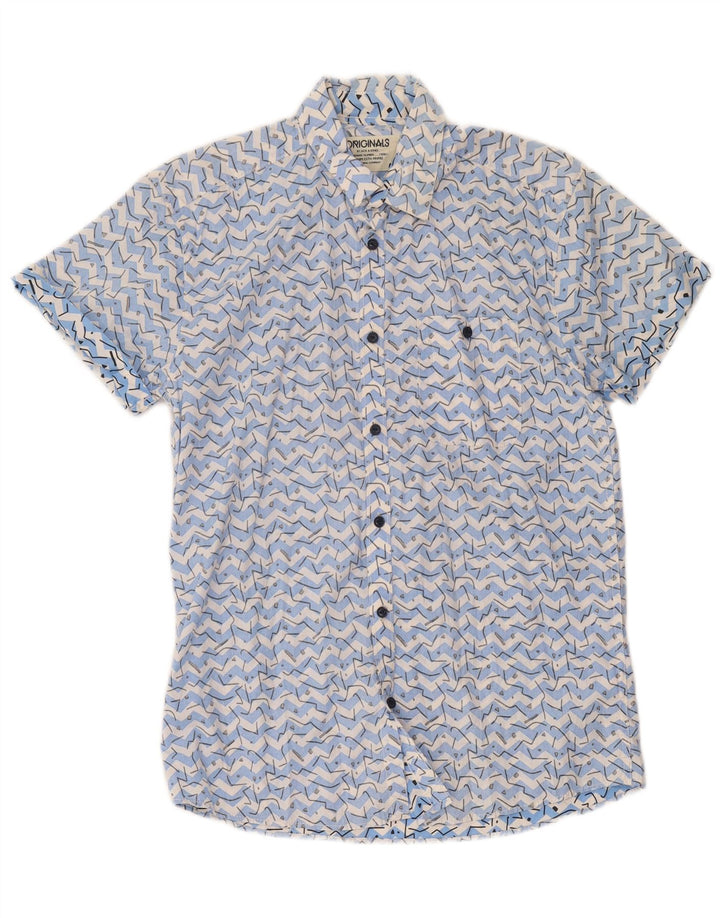 Jack & Jones Chemise à Manches Courtes Homme Bleu Moyen Coton Géométrique