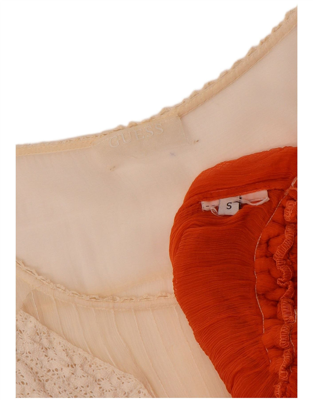 GUESS Chemisier transparent pour femme UK 10 Petit colorblock rouge