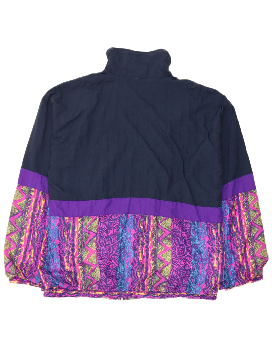 VINTAGE Veste de survêtement pour homme UK 46/48 XL Bleu Marine Colourblock Nylon