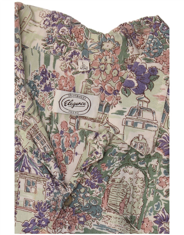 ELEGANCE Chemise à Manches Courtes Homme Taille 41/42 Grand Floral Multicolore