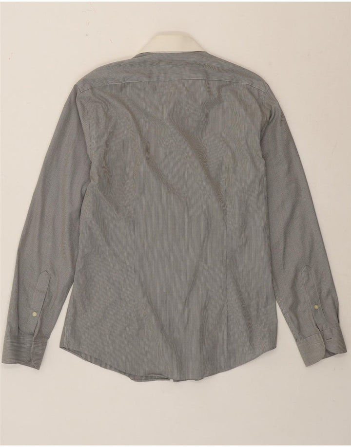 Calvin Klein Chemise formelle pour homme Taille 39 15 1/2 Gris moyen à fines rayures