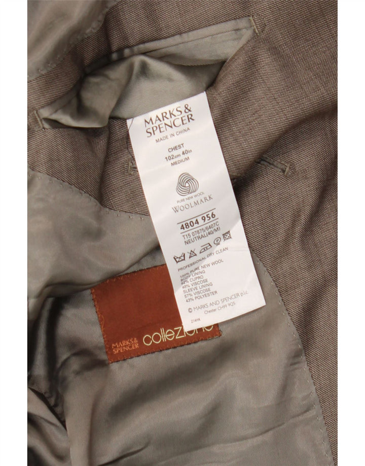 Marks & Spencer Veste blazer à 2 boutons pour homme UK 40 Marron moyen Laine vierge