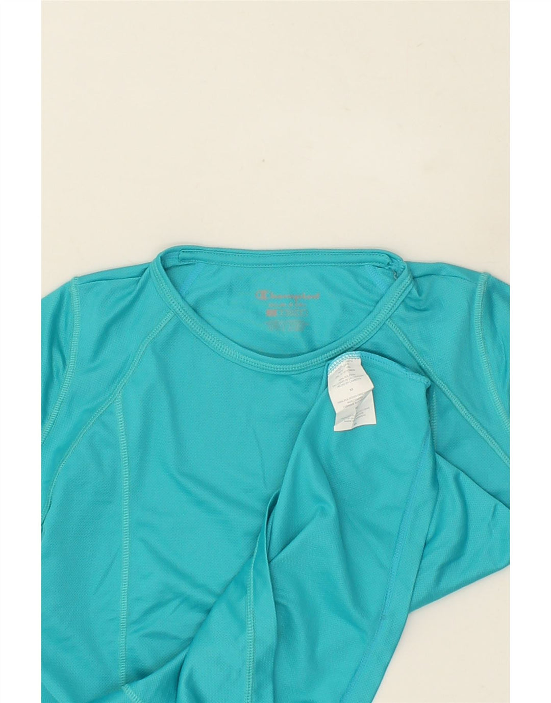 CHAMPION Girls Top Long Sleeve 7-8 Years XS Turquoise Polyester Vintage Champion and Second-Hand Champion from Messina Hembry 