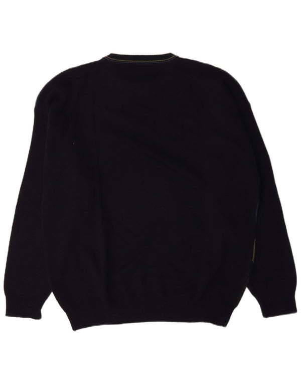 vintage Mens Crew Neck Jumper Pull IT 52/54 Grand Bleu Marine
