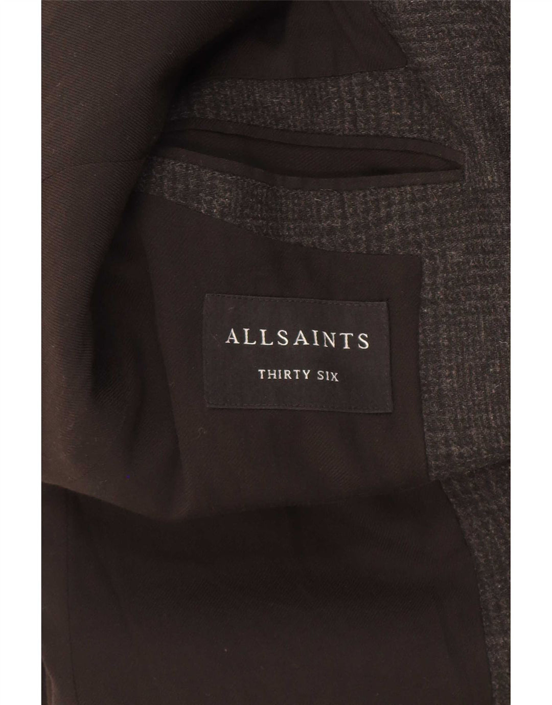 All Saints Manteau Homme UK 36 Petite Laine Pied-de-Poule Noir