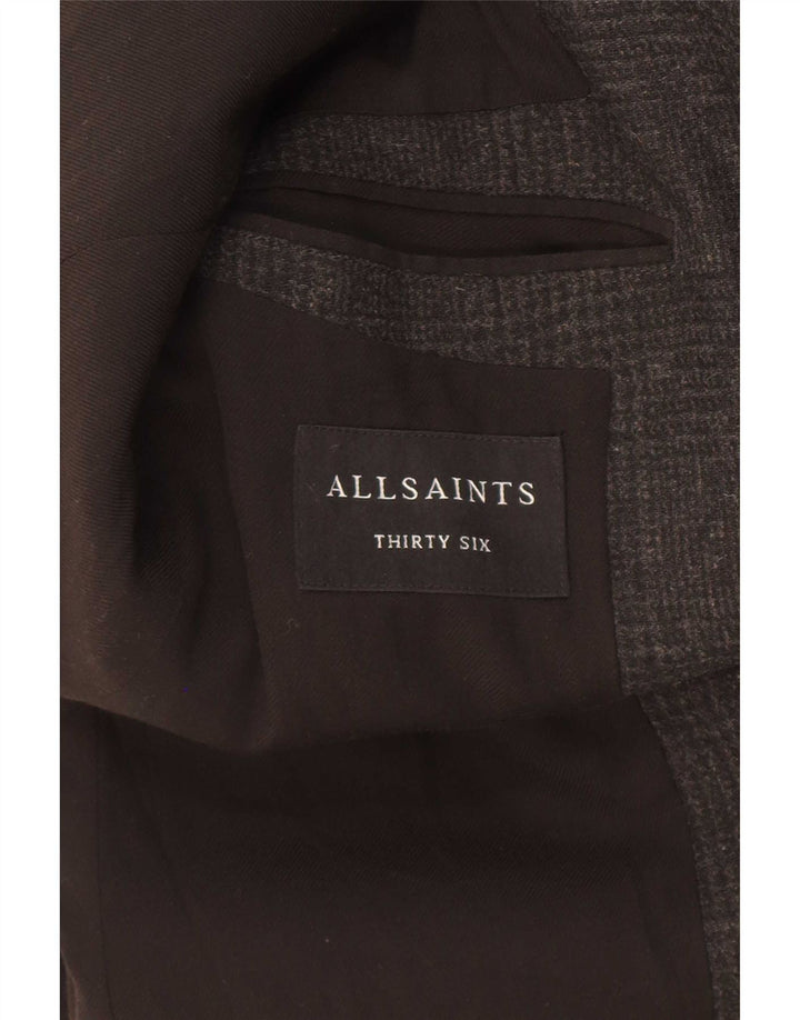 All Saints Manteau Homme UK 36 Petite Laine Pied-de-Poule Noir