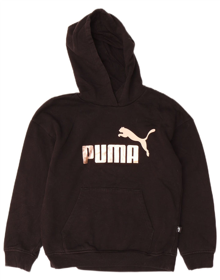 PUMA Sweat à capuche graphique pour fille 11-12 ans Noir Coton