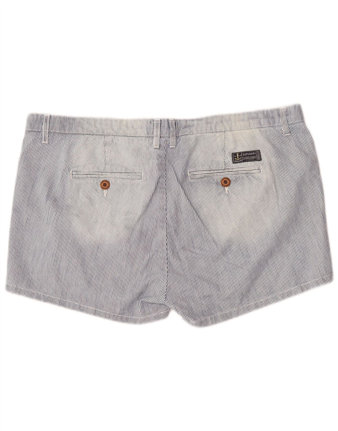 SUPERDRY Short décontracté pour femme XL W40 Bleu en coton à fines rayures
