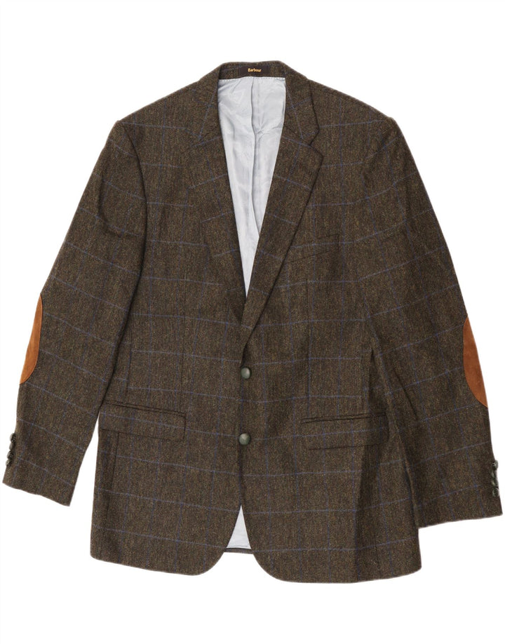 Barbour Veste blazer à 2 boutons pour homme UK 44 en laine à carreaux verts