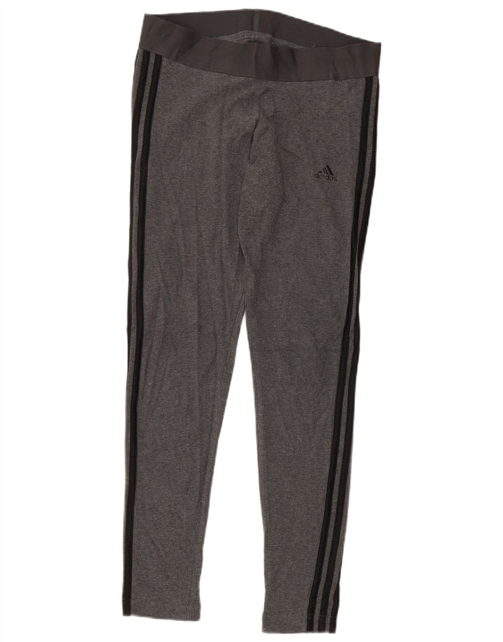 ADIDAS Womens Leggings UK 12/14 Medium  Grey Cotton