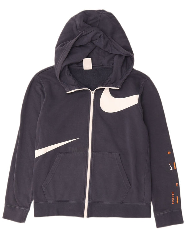 Nike Garçons Swoosh Graphic Zip Sweat à capuche 13-14 ans XL Bleu marine Coton