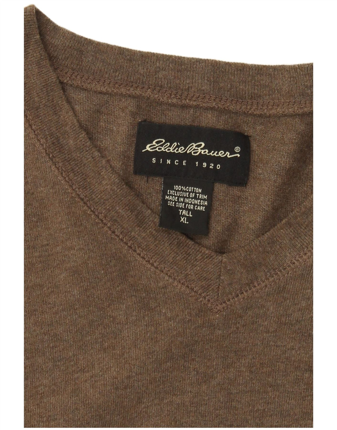 EDDIE BAUER Haut haut à manches longues pour homme XL en coton color block marron
