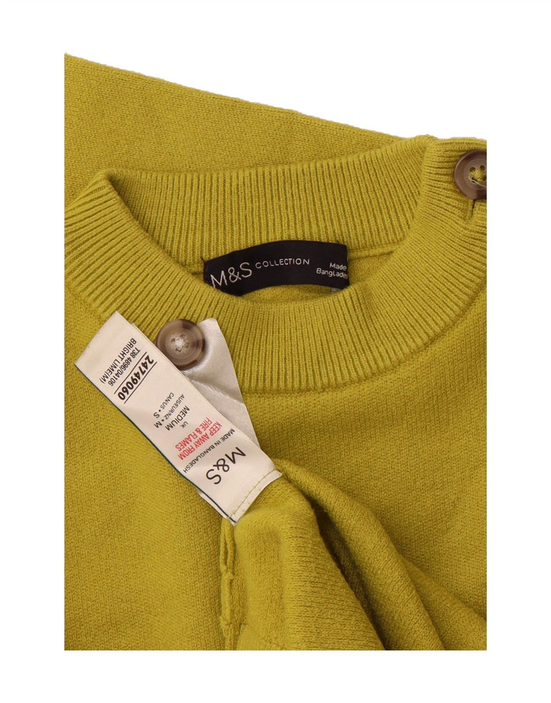 MARKS & SPENCER Womens Crew Neck Jumper Sweater UK 14 Medium Yellow Vintage Marks & Spencer and Second-Hand Marks & Spencer from Messina Hembry 