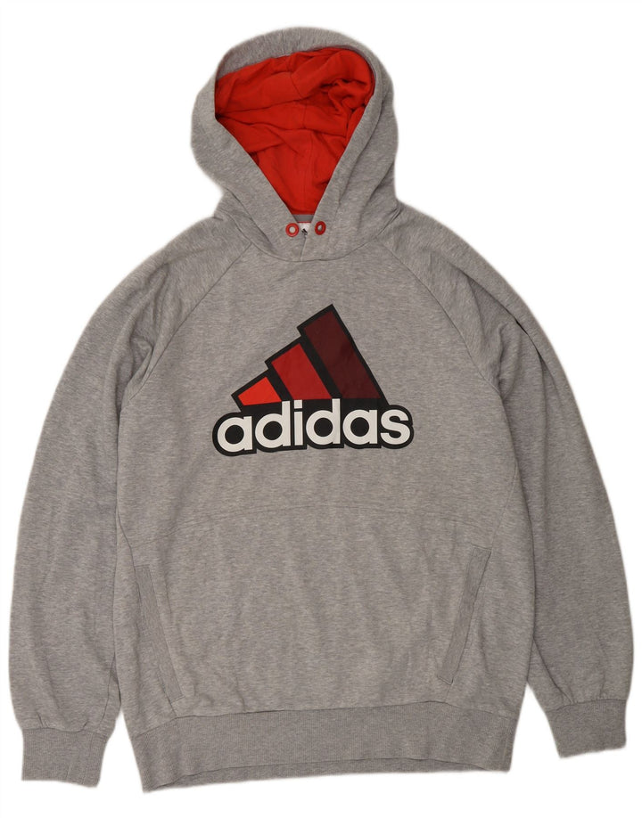 ADIDAS Mens Climalite Graphic Hoodie Jumper Medium Grey Cotton