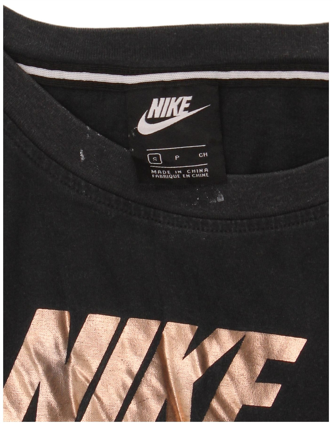 NIKE T-shirt graphique surdimensionné pour femme UK 10 Small Noir