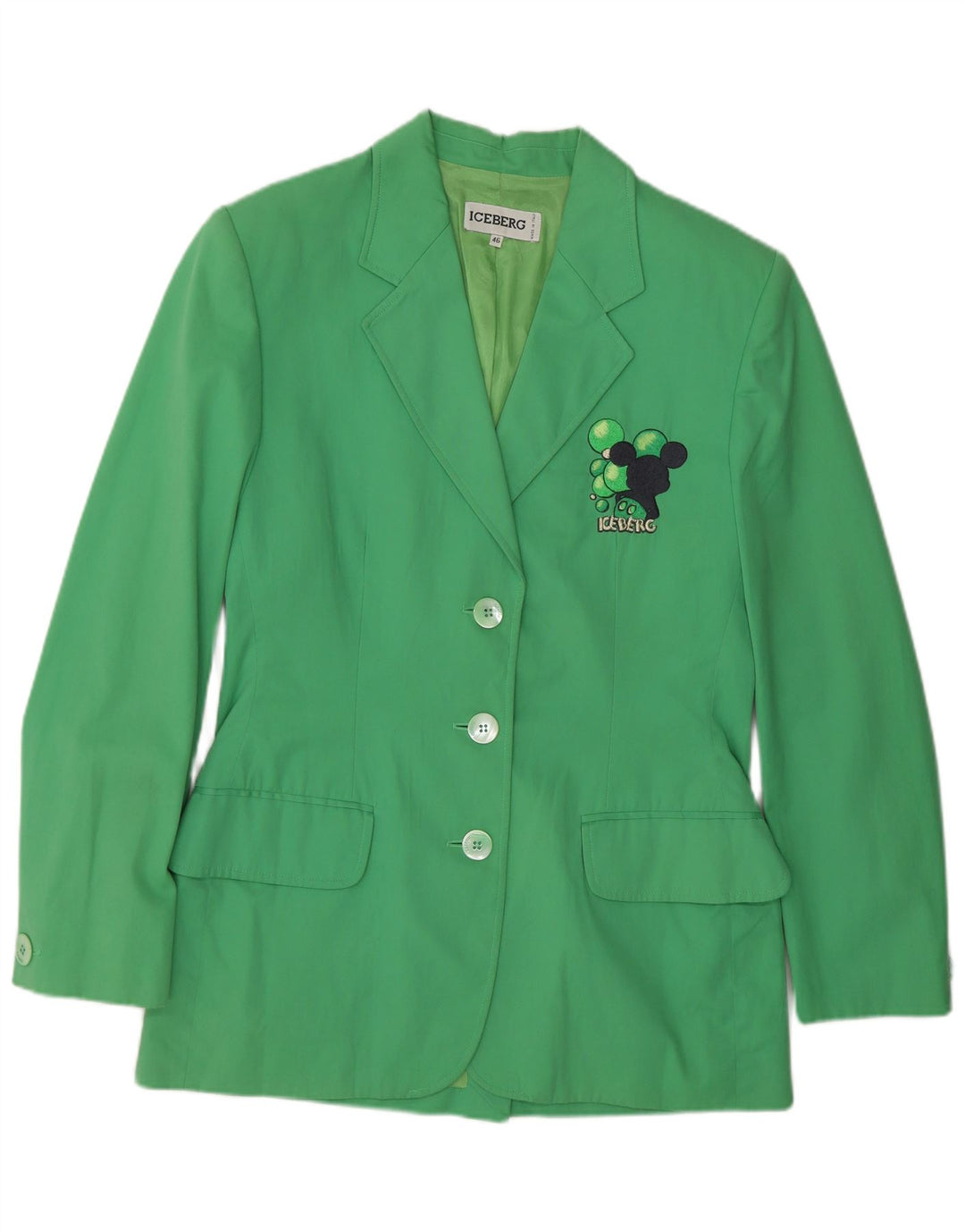 Iceberg Veste blazer graphique Mickey Mouse pour femme IT 46 Large Vert