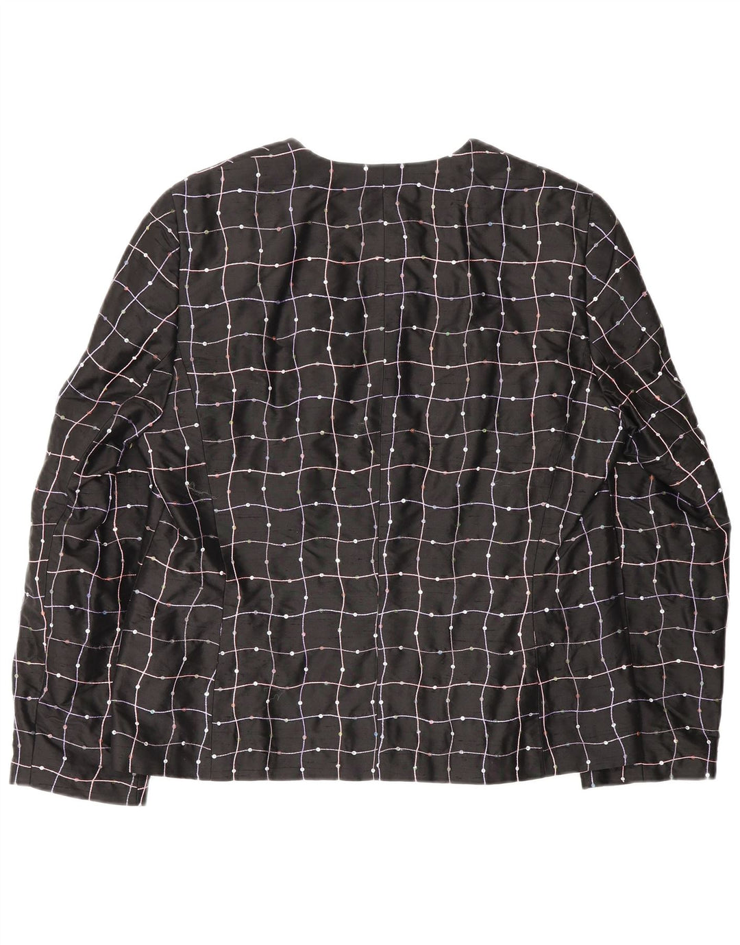 Elegance Chemise Chemisier Femme UK 16 Grand Carreau Noir Soie