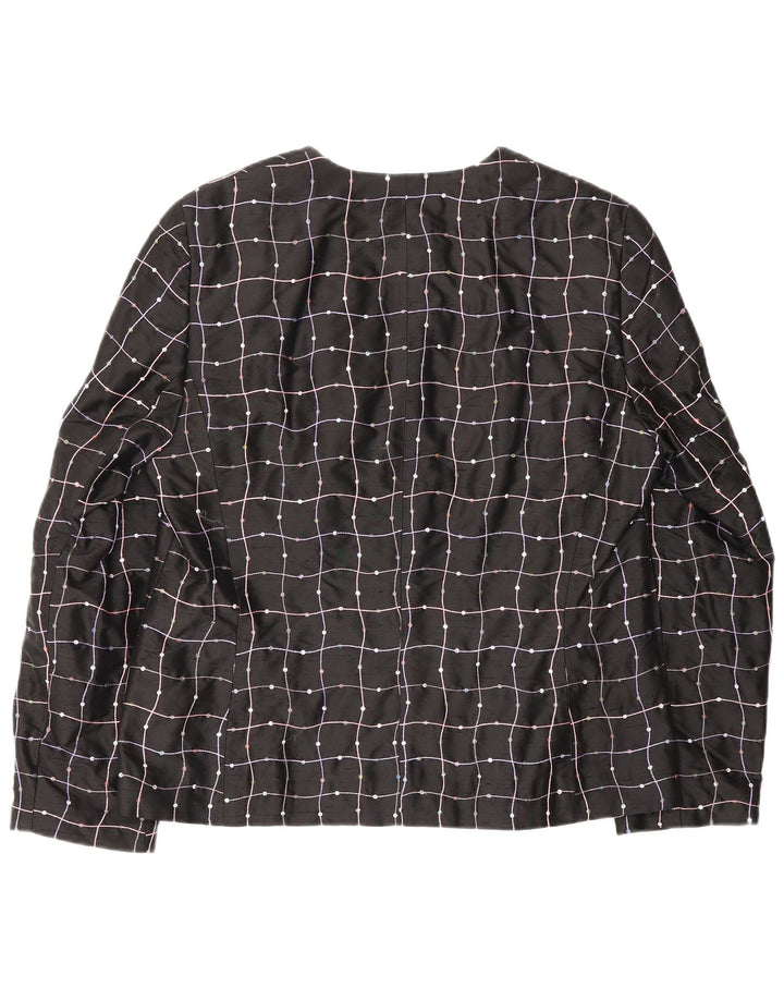 Elegance Chemise Chemisier Femme UK 16 Grand Carreau Noir Soie