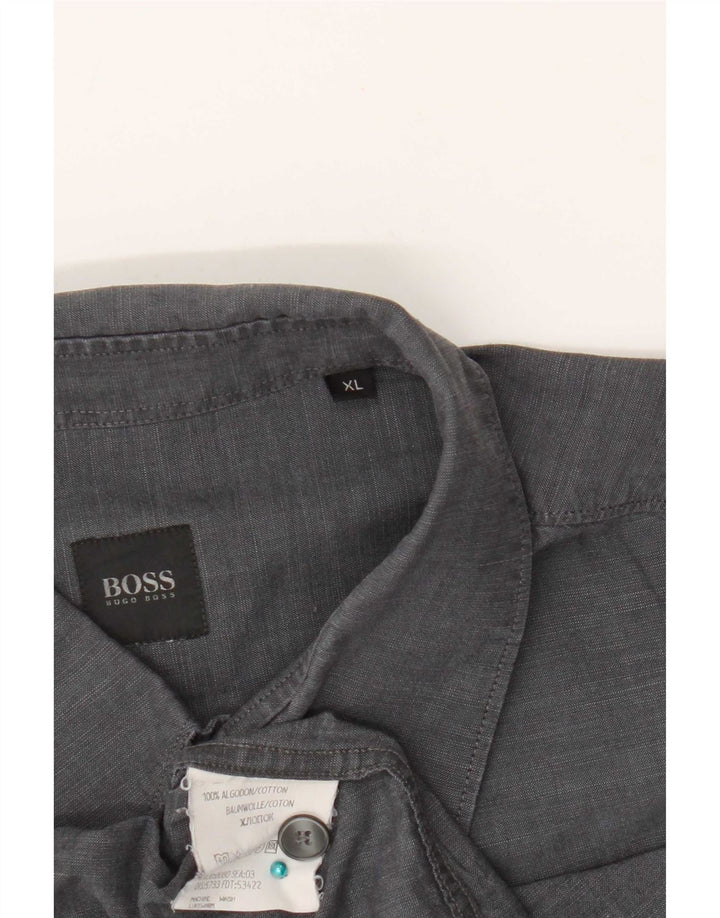 Hugo Boss Chemise à manches courtes pour hommes XL Gris Coton