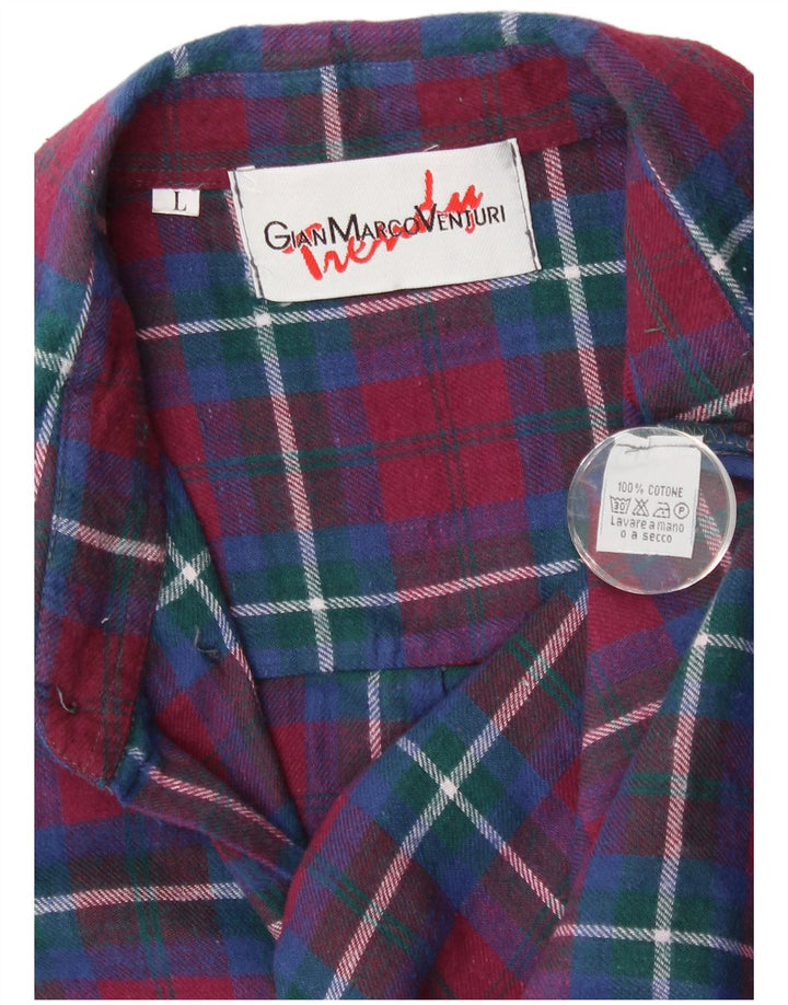 Gian Marco Venturi Chemise en flanelle pour homme en coton à carreaux bordeaux