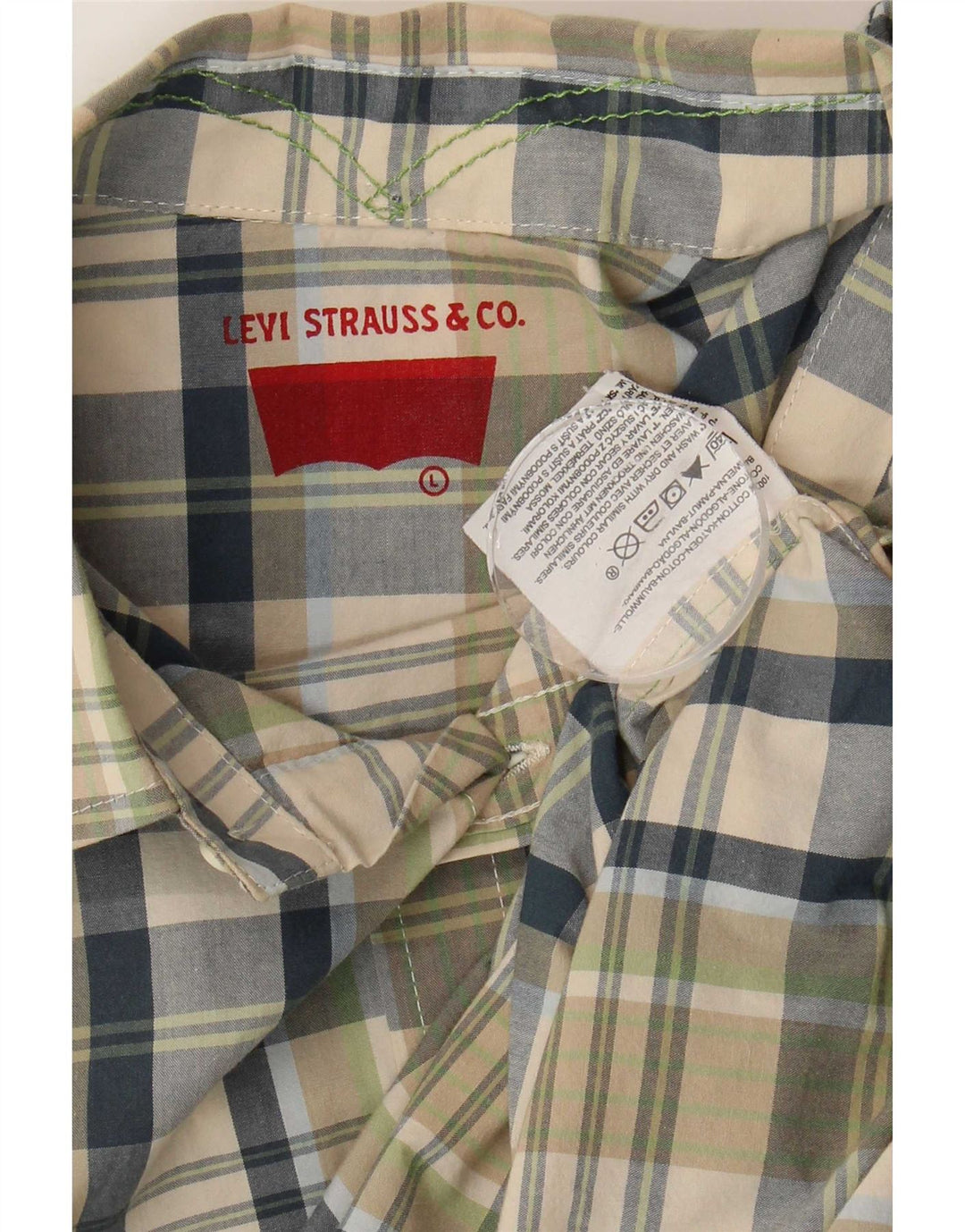 Levi's Chemise à Manches Courtes Homme Vert Carreaux Large Coton