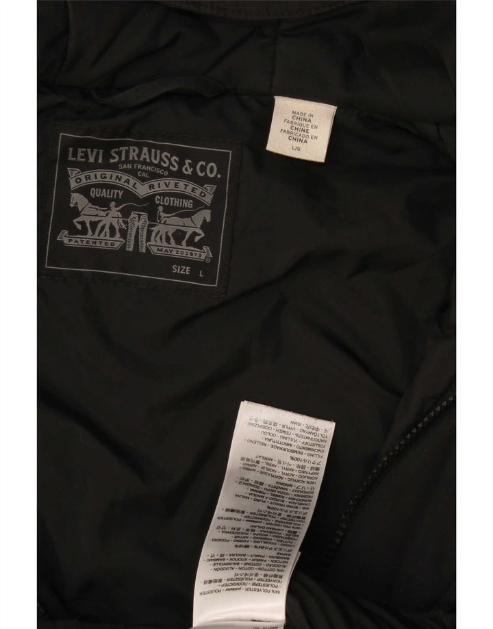 Levi's Veste matelassée à capuche pour hommes UK 40 Large Noir Polyester