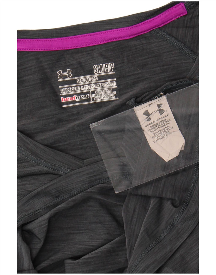 Under Armour Heat Gear T-Shirt Top UK 10 Petit Gris Polyester