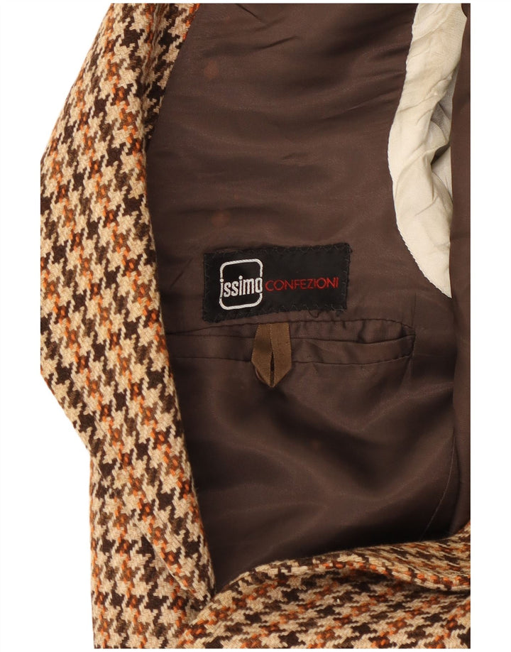 Issimo Veste Blazer 2 Boutons Homme UK 38 Pied-de-Poule Marron Moyen