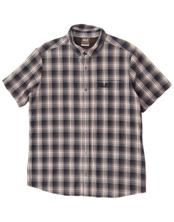 Jack Wolfskin Chemise à manches courtes pour homme UK 40/42 Grand carreaux bleu marine