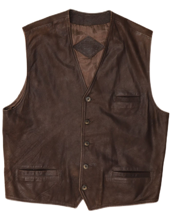 Austin Reed Gilet en cuir pour homme Large Marron