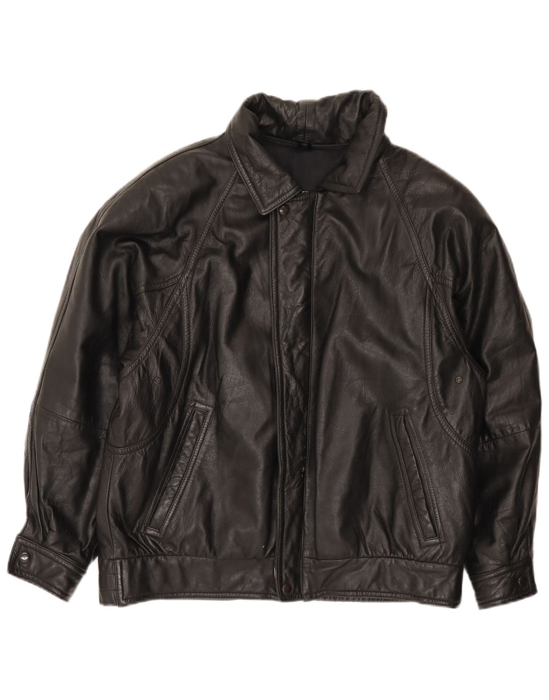 veste en cuir homme vintage IT 48 Medium Noir