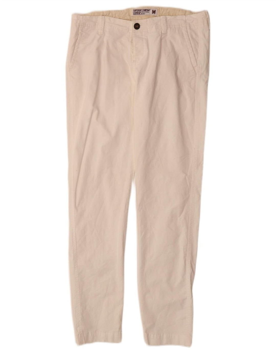 SUPERDRY Pantalon Chino Slim Femme Moyen W30 L30 Coton Blanc
