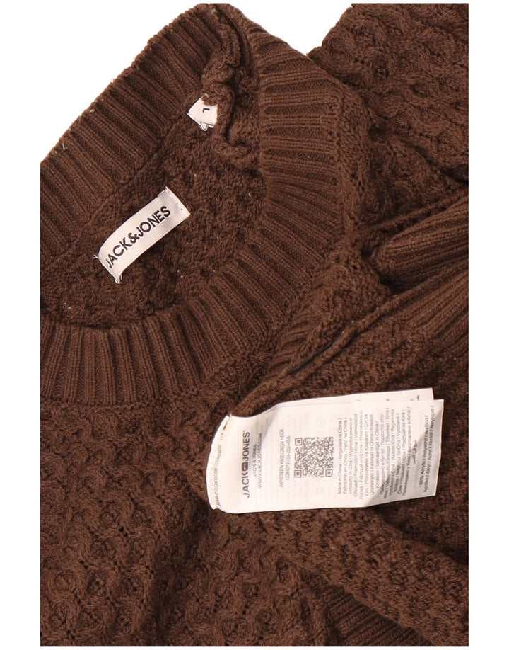 Jack & Jones Pull à col rond pour homme, grand, marron, acrylique