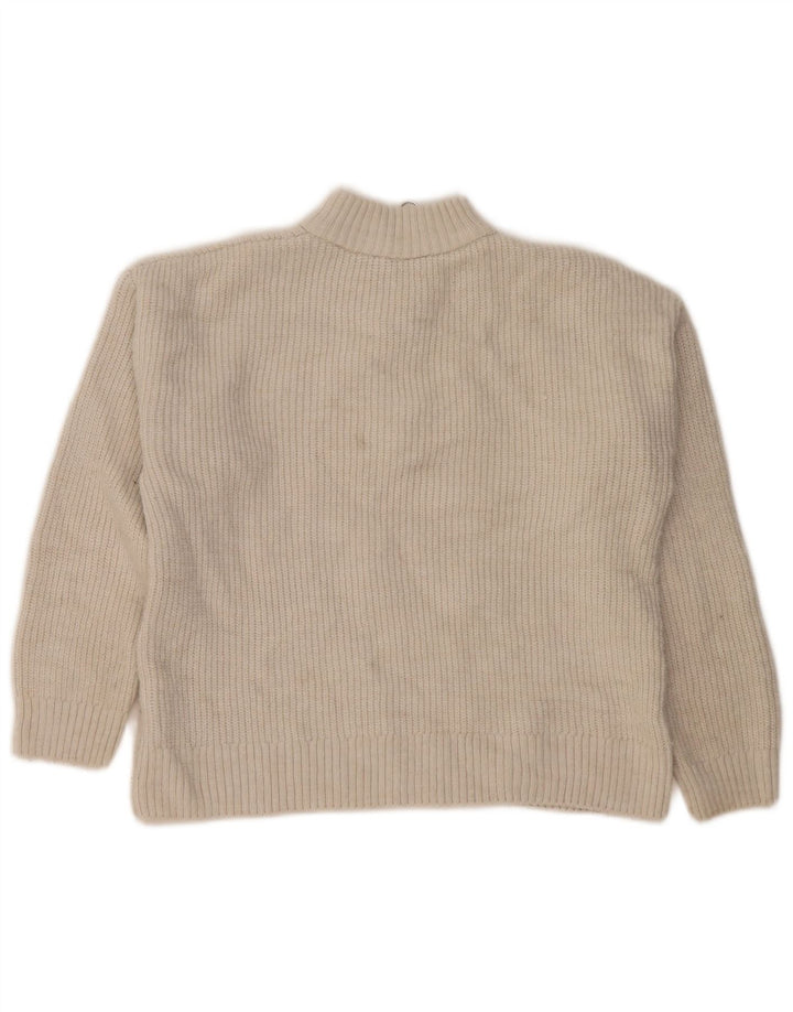 Marks & Spencer Pull à col zippé pour femme UK 14 Large Blanc cassé